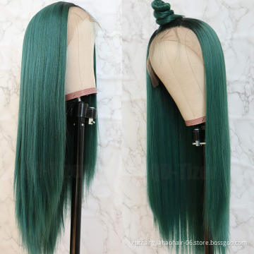 WR factory Different Density Long Body Wave Dark Green Virgin Human Hair 13*4 Lace Front Wigs green hair